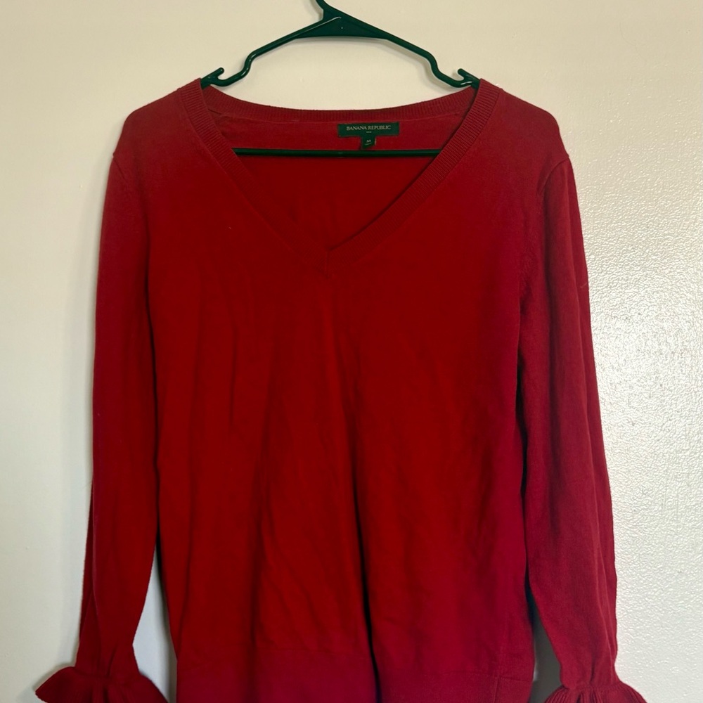 Banana Republic Red V-Neck Blouse